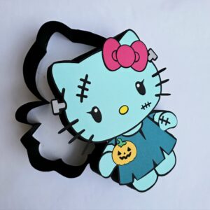Archivo para recortar y armar caja en forma de kitty halloween, no compartir archivo