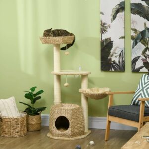 pawhut arbre à chat en osier design (1)