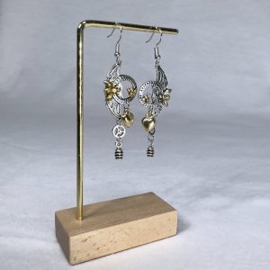 silver gold two-tone steampunk earrings