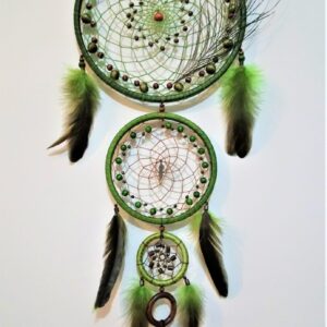 Atrapasueños grande de 4 aros color verde y negro