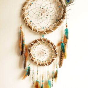 Atrapasueños de 2 aros en mimbre