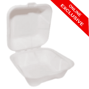 6" x 6" White Moulded Fibre Biodegradable Burger Box (x500) - Website Exclusive