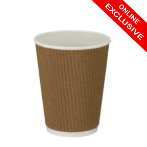 12oz TALL Brown Kraft Ripple Cup PE Lined (x500) - Website Exclusive