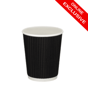 8oz Black Ripple Cup PE Lined (x500) - Website Exclusive