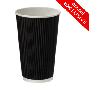 16oz Black Ripple Cup PE Lined (x500) - Website Exclusive