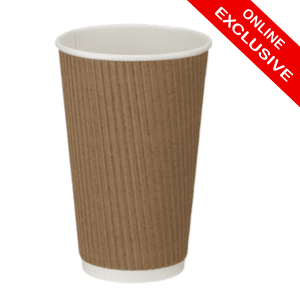 16oz Brown Kraft Ripple Cup PE Lined (x500) - Website Exclusive