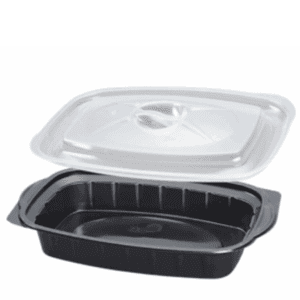 Black Microwave Container & Lids 500cc  (x250) - Website Exclusive