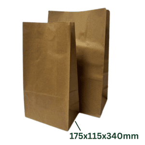 Small Brown Block Bottom Bags No Handles -175x115x340mm (x250)
