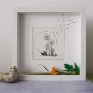zwart witte pentekening Paardenbloem, Fannie Coenen