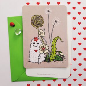 Crazy Creatures ansichtkaartje met envelop (viooltje)