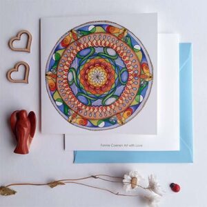 Mandala (titel Groei), dubbele wenskaart met envelop