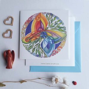 Mandala (titel Vlinder), dubbele wenskaart met envelop