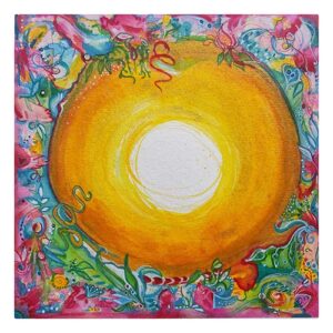 Intuitief kunstwerk. 21x21 cm bloemhart open