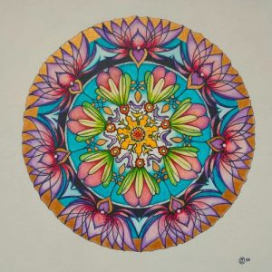 mandala met lotusbloemen en vogels - Fannie Coenen