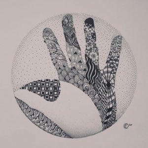 Zentangle Mandala Hand, Fannie Coenen