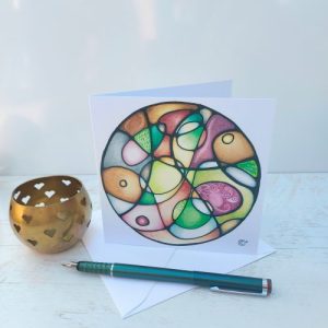 Mandala Aarde element, dubbele wenskaart met envelop