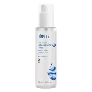 Plum 3% Niacinamide & Rice Water Face Toner | With Rice Ferment Extract | Alcohol-Free Toner | Fades Blemishes, Brightens Skin | Smoothens Skin | Fragrance-Free | 100% Vegan | 150 ml