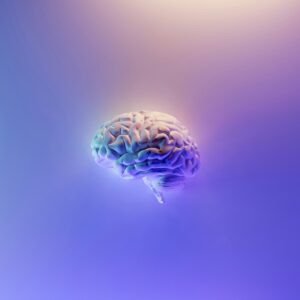 computer generated image of purple brain with purple background