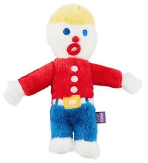 The classic SNL character Mr. Bill as a stuffed Dog Toy. Little man in red shirt and blue pants