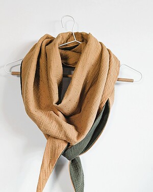 Echarpe Camel, Pois Dorés et Kaki