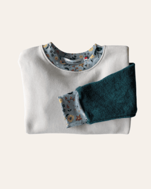 Sweat Enfant, 2 ans, Jersey ivoire et éponge verte