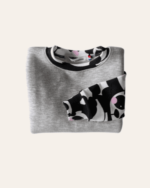Sweat Enfant, 2 ans, Molleton gris et Jersey panda noir et blanc