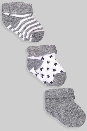 שלישיית גרביים לתינוקות  - אפור