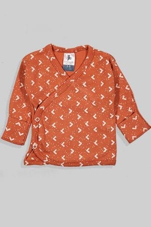 חולצת מעטפת עם כפפה פלנל - בסיס חום משולשים (0-3 חודשים)