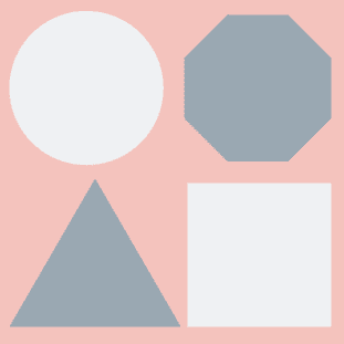 Geometric shapes: circle, octagon, triangle, square