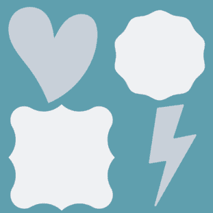 Organic shapes: heart, wavy circle, wavy square, lightning bolt