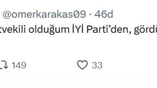 ÖMER KARAKAŞ, SOSYAL MEDYA HESABINDAN YAPTIĞI PAYLAŞIMLA PARTİSİNDEN İSTİFA ETTİĞİNİ DUYURDU.