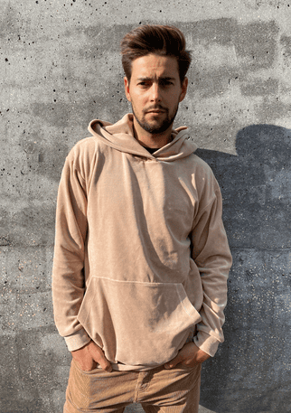 Welurowa bluza z kapturem unisex ILM beżowa