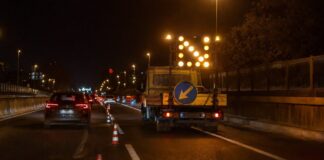 Lavori notturni sulla Tangenziale Est di Roma con restringimento della carreggiata