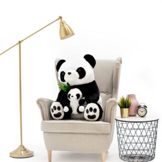 Panda with baby - white black, 100 cm