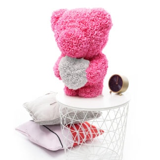 Rose Bear - pink white, 60 cm