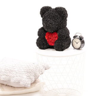 Rose Bear - black red, 40 cm