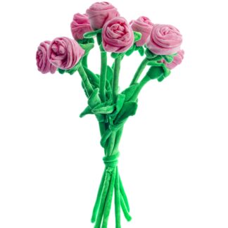 Boeket pluche roze rozen - 7 stuks - 80 cm
