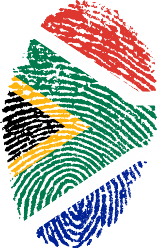 south africa, flag, fingerprint