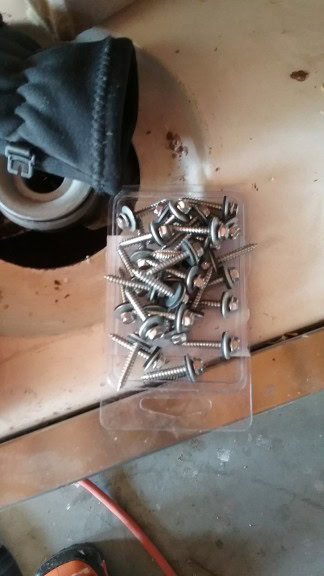 We used 1" stainless steel screws, then we found some gasketed washers to use. We're also using butyl tape.