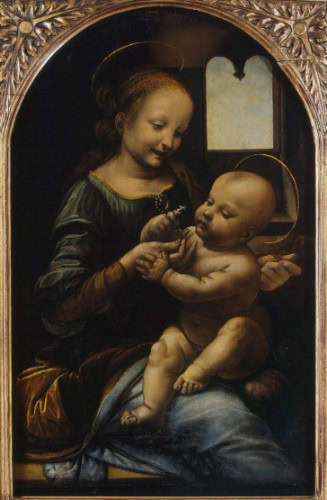 madonna ve çiçekli çocuk da vinci