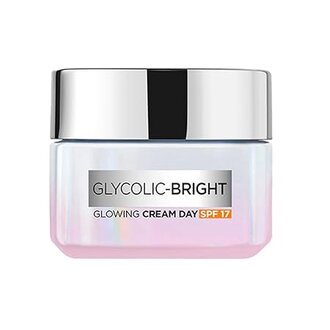 L'Oreal Paris Glycolic Bright Day Cream with SPF 17, 50ml |Skin Brightening Cream with Glycolic Acid that Visbily Minimizes Spots & Reveals Even Toned Skin