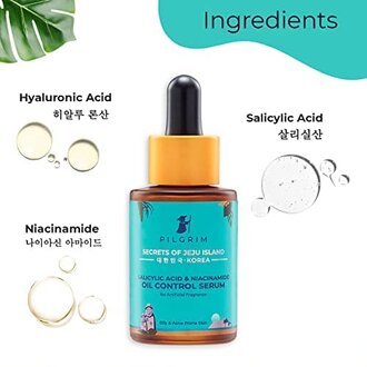 Pilgrim 2% Salicylic Acid + 3% Niacinamide Oil Control Serum For Oily & Acne-Prone Skin For Unisex Of All Skin Types, Korean Skin Care, 30ml - Image 3