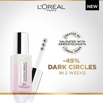 L’Oréal Paris Glycolic Bright Dark Circle Eye Serum with 3% [GLYCOLIC + VIT CG + NIACINAMIDE], 20ml - Image 2