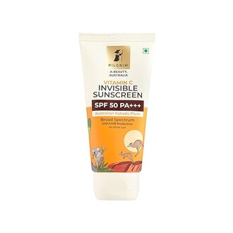 Pilgrim Vitamin C Invisible Sunscreen SPF 50 PA+++ for women & men with Australian Kakadu Plum | Broad spectrum, UVA/UVB Protection, Lightweight Gel | No White Cast | All Skin Types | 45ml