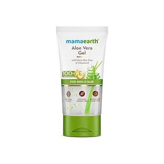 Mamaearth Aloe Vera Gel with 100% Pure & Natural Aloe Vera & Vitamin E for Skin & Hair | Hydrates, Moisturizes skin | Soothes Irritated Skin | Keeps Scalp Healthy | Multipurpose Non-Sticky Gel | For Men & Women | 150 ml