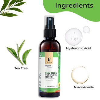 Pilgrim Tea Tree & 2% Niacinamide face toner for oily skin, acne & blemish prone skin | Toner for open pores tightening, pore cleansing & glowing skin | Women & Men | 100 ml - Image 2