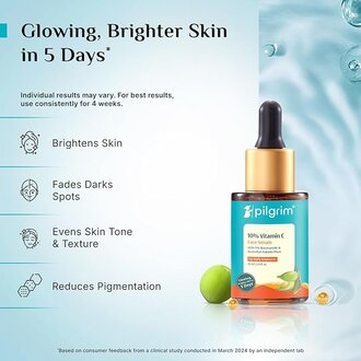 Pilgrim 10% Vitamin C Face Serum For Daily Brightness 30 ml | Face serum for glowing skin | Reduces Dark Spots & Evens Skin Tone | Fragrance Free | For Men and Women | All Skin Types | - Image 4