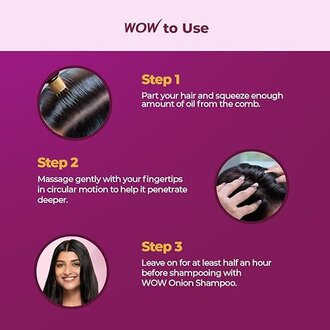 WOW Skin Science Onion Black Seed Hair Oil - WITH COMB APPLICATOR - Controls Hair Fall - NO Mineral Oil, Silicones, Cooking Oil & Synthetic Fragrance - 100mL - Image 5