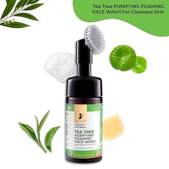 PILGRIM Australian Tea Tree & 1%Salicylic acid Foaming Face wash with brush|Tea Tree face wash with 1%salicylic acid & CICA for oily skin,acne and pimples|Oily skin cleanser for face|Women & Men|120ml - Image 3