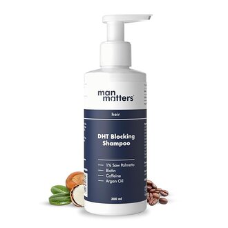 Man Matters Dht Blocking Anti Hair Fall Shampoo, Reduces Hair Fall, Strengthen Hair, With Power Of Caffeine, Saw Palmetto, Argan Oil, & Biotin | 300ml